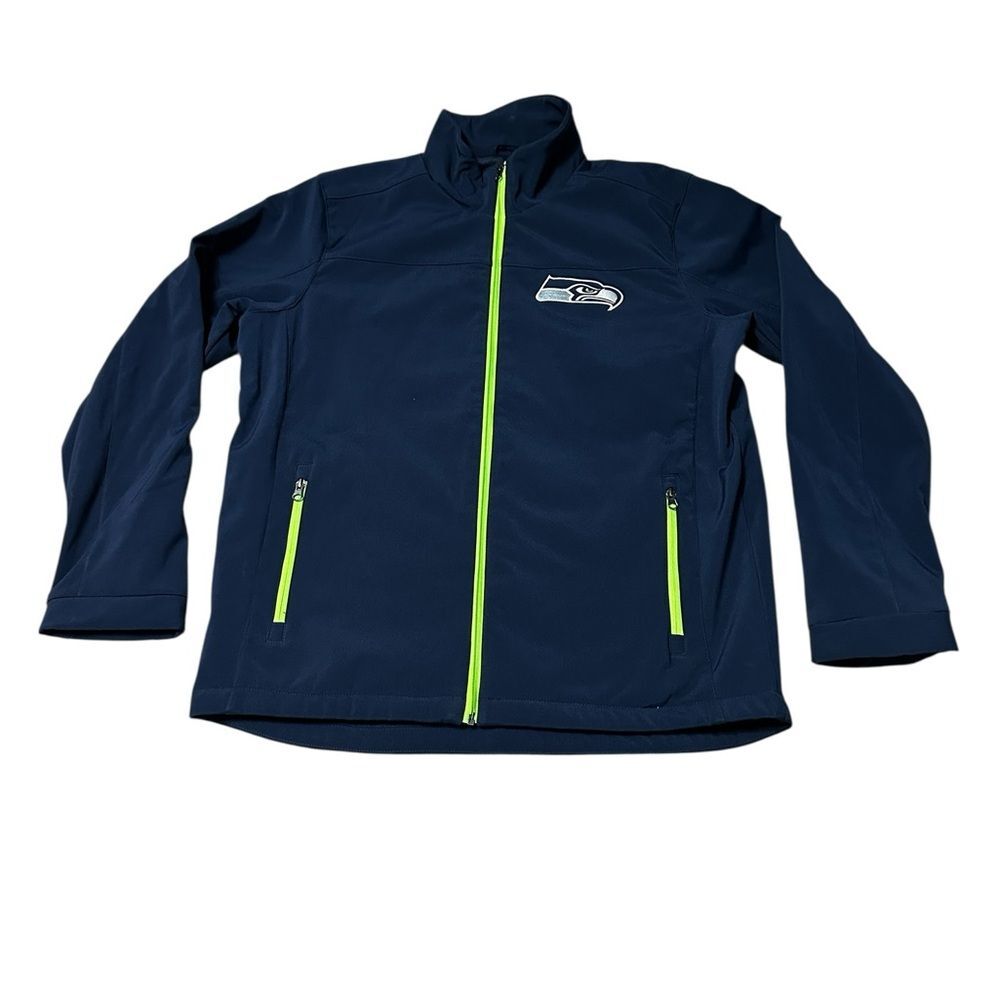 Seattle Seahawks Blue Jacket Men’s Large NFL Full Zip Soft Shell Super Bowl - Picture 2 of 10